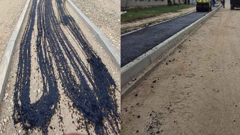 Пешеходный тротуар асфальтируют в станице Предгорья